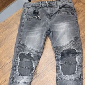 Zara Men's Biker Jeans Stretch Zipper Jeans